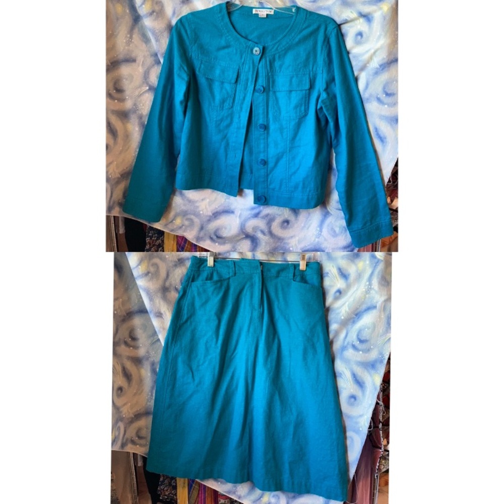 Pendleton Turquoise Skirt/Jacket Set - image 1